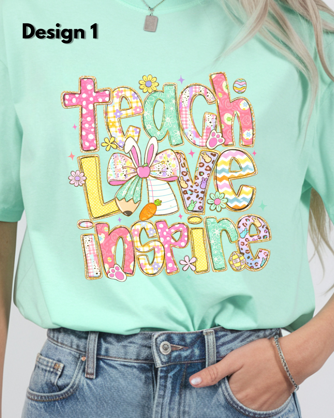 Easter Teacher Shirt – Comfort Colors Spring Graphic Tee Pastel Bunny School Shirt