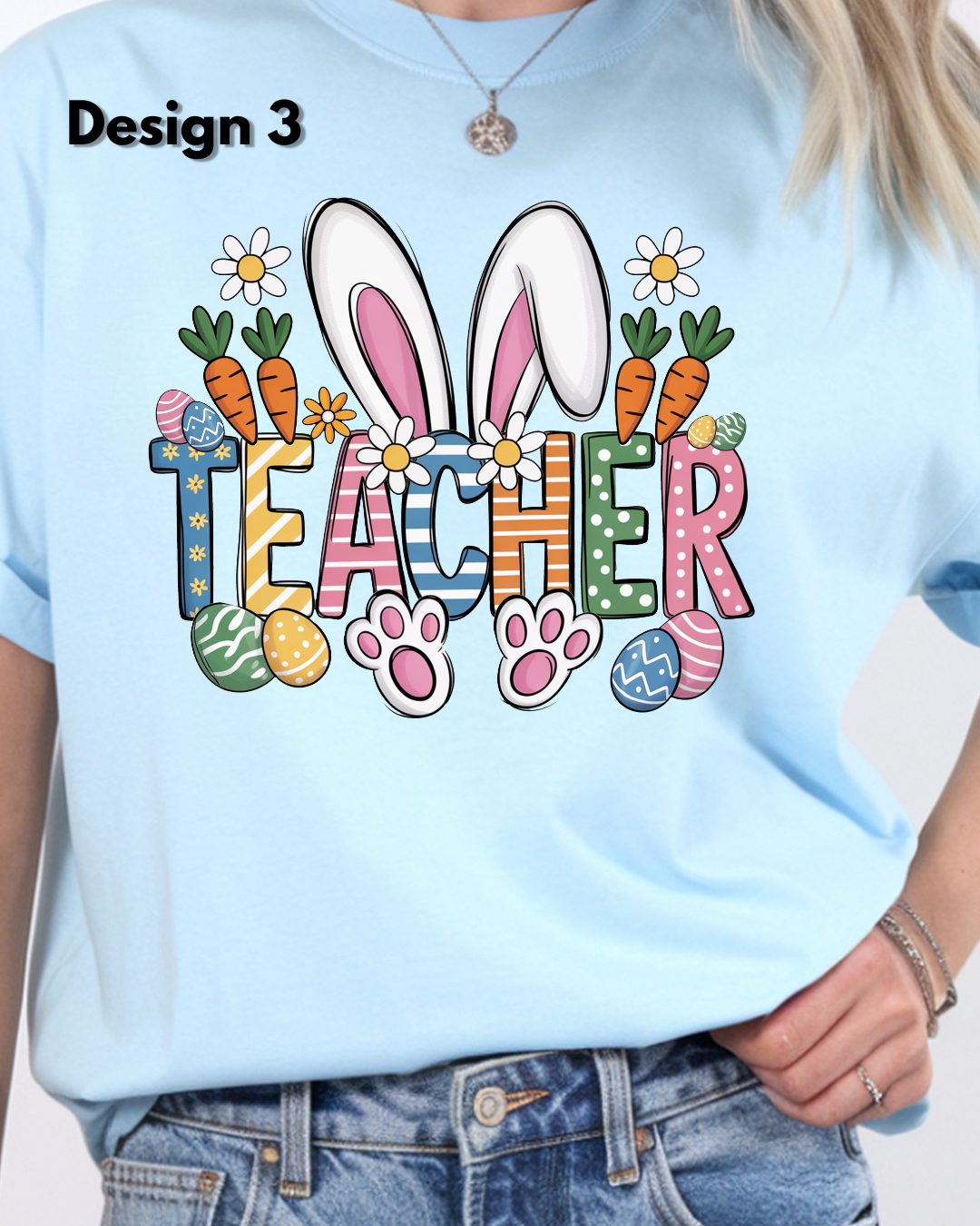 Easter Teacher Shirt – Comfort Colors Spring Graphic Tee Pastel Bunny School Shirt