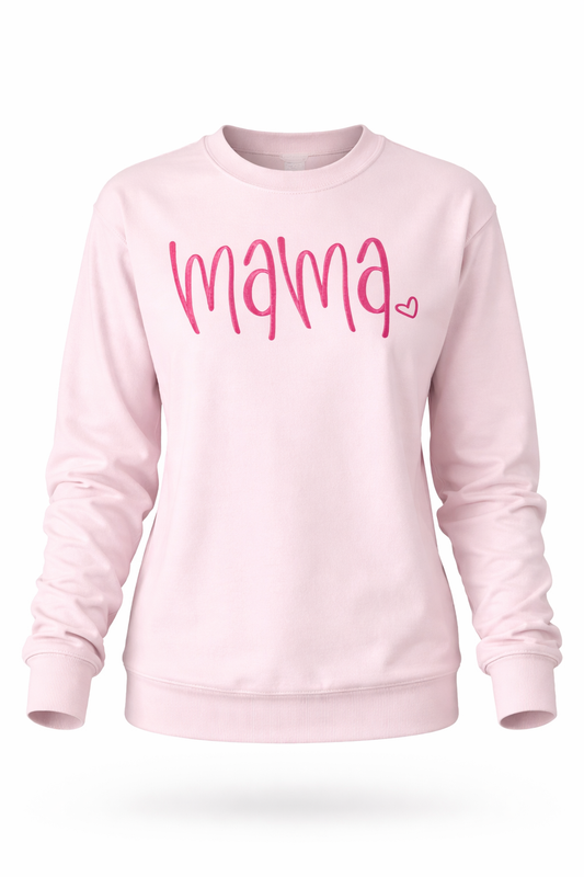 Mama Heart Embroidery Tshirt/Crew/LongSleeve